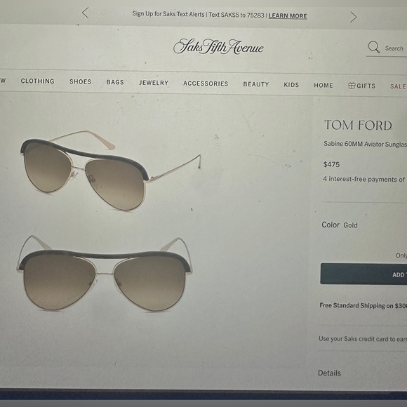 Tom Ford “Sabine” Aviators - Picture 3 of 5